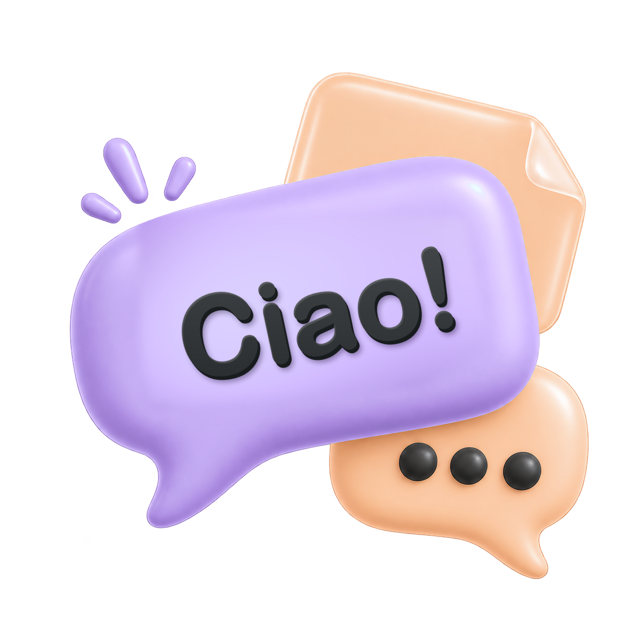 Illustrazione di una bolla azzurra con il messaggio Ciao!